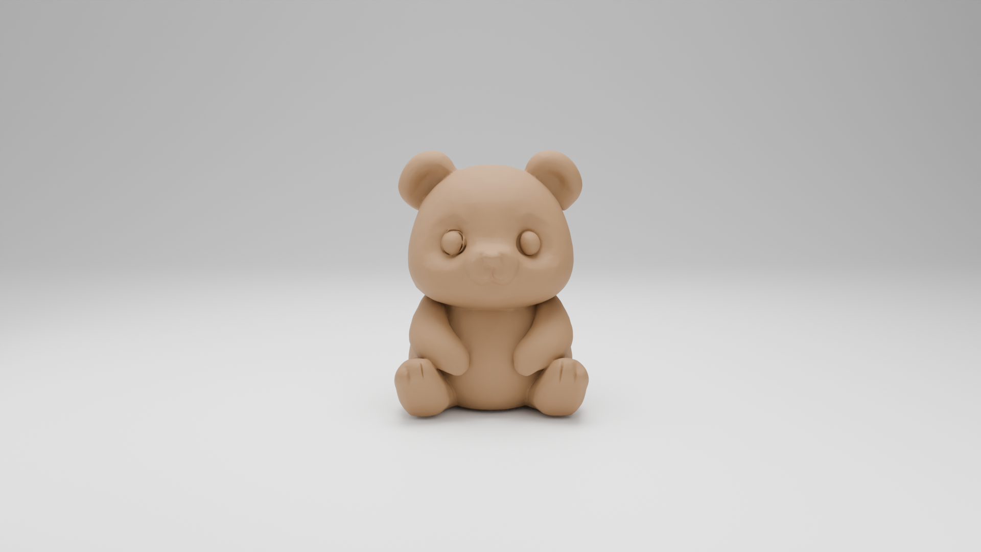 A hand-painted wood-textured panda figurine in a soft palette